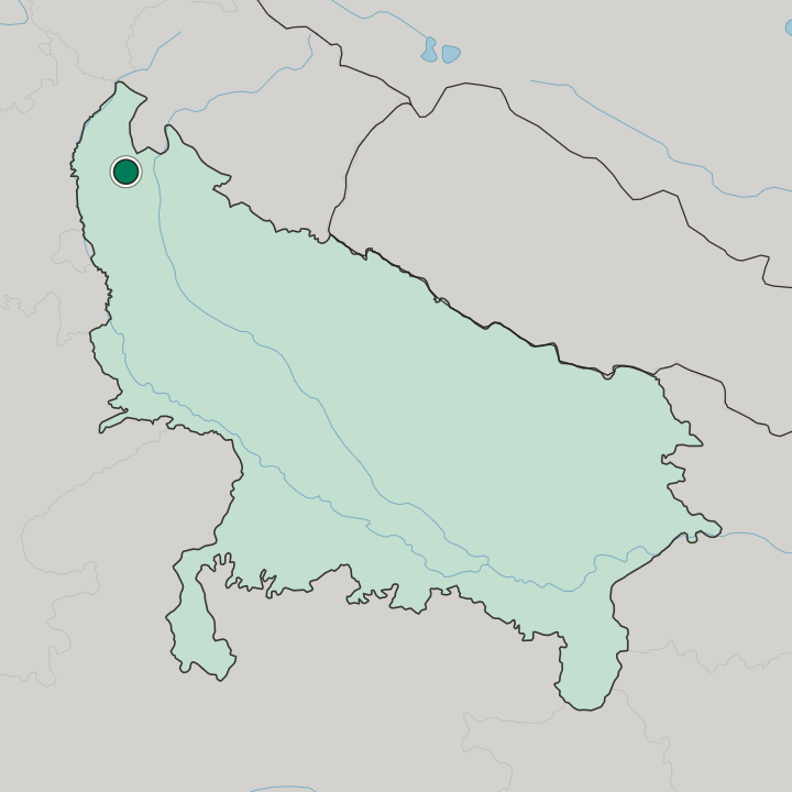 Map showing Muzaffarnagar — In Uttar Pradesh