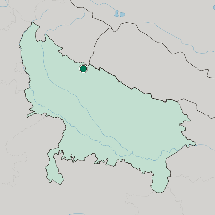 Map showing Pīlibhīt — In Uttar Pradesh