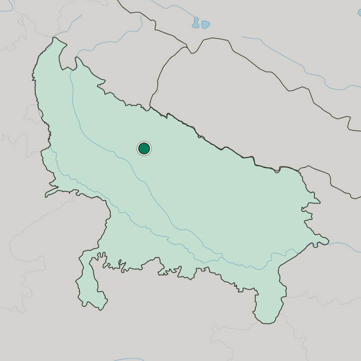 Map showing Shāhjānpur — In Uttar Pradesh
