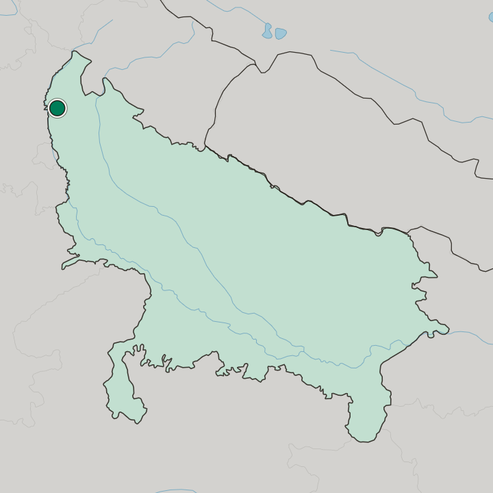 Map showing Shāmli — In Uttar Pradesh