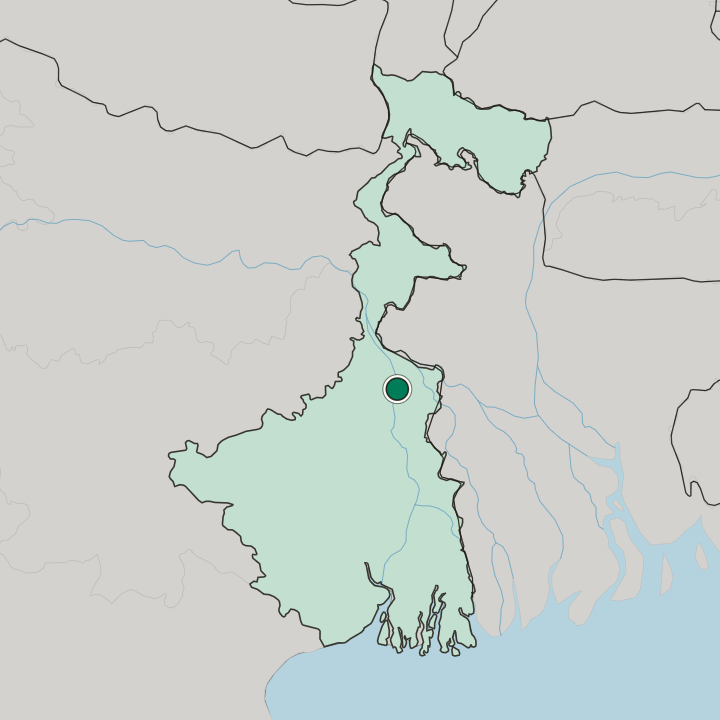 Map showing Baharampur — In West Bengal