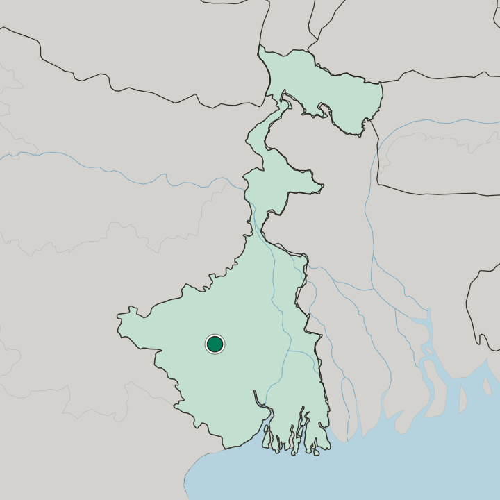 Map showing Bishnupur — In West Bengal