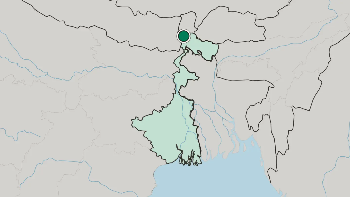 Map of Dārjiling in India