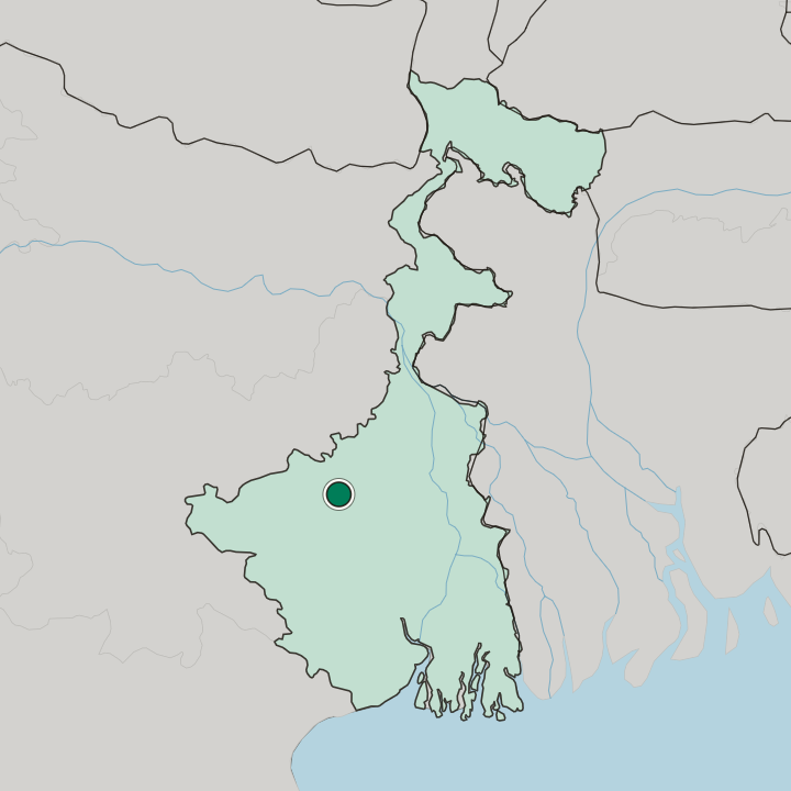 Map showing Durgapur — In West Bengal