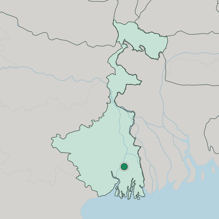 Map showing Kolkata — In West Bengal
