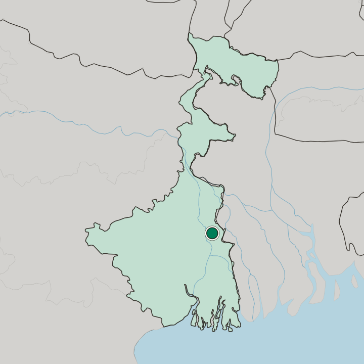 Map showing Krishnanagar — In West Bengal