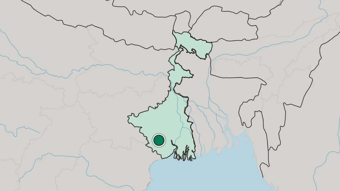 Map of Medinīpur in India
