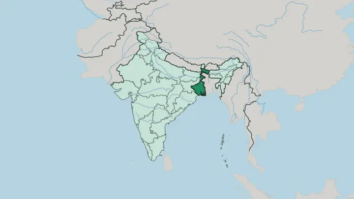 Map of West Bengal in India