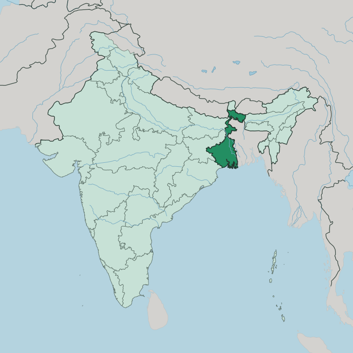 Map showing West Bengal — In India