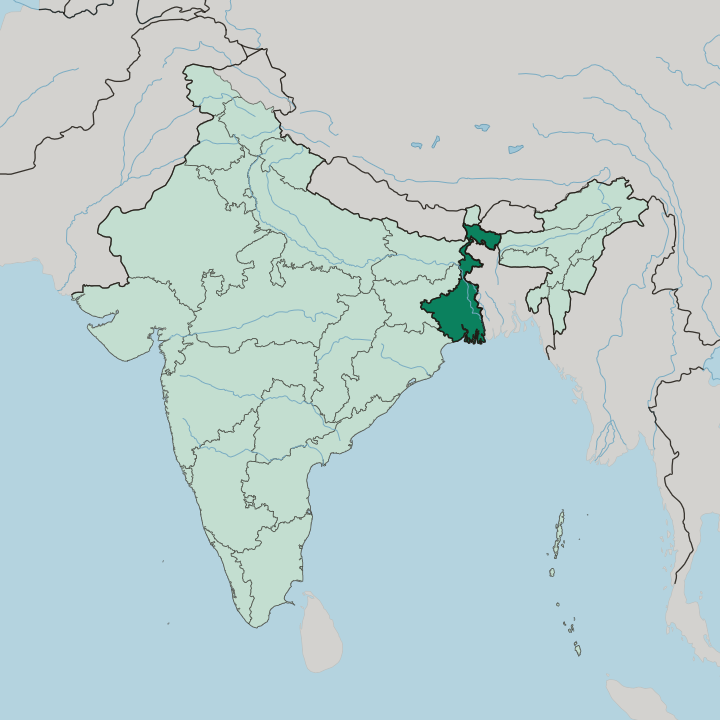 Map showing West Bengal — In India