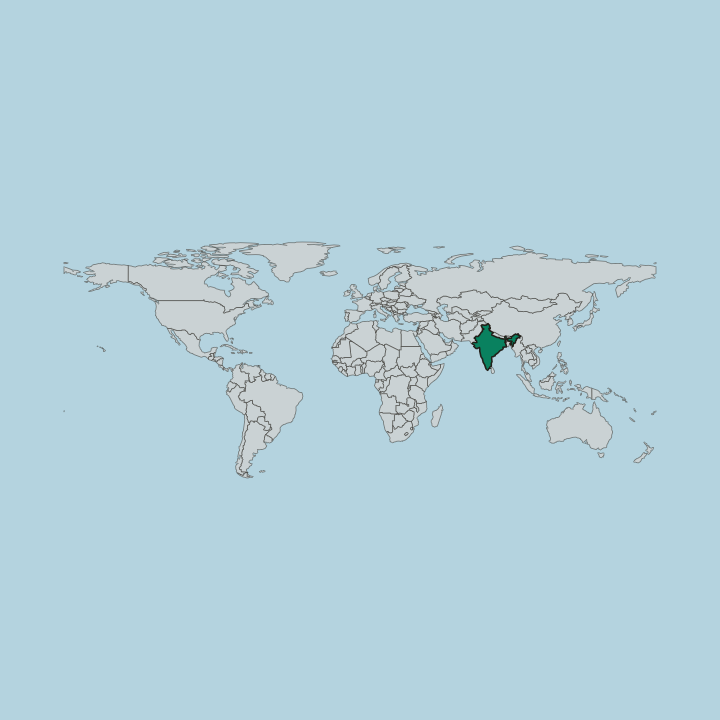 Map showing India — Worldwide
