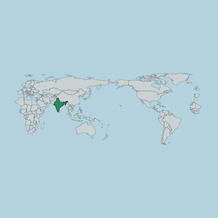 Map showing India — Worldwide