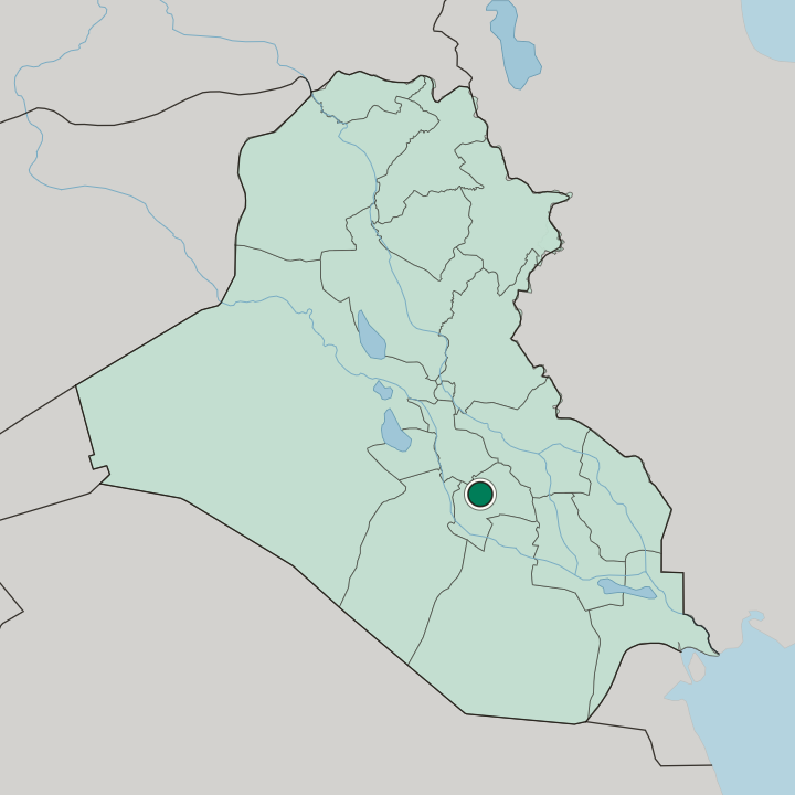 Map showing Al Diwaniyah — In Iraq