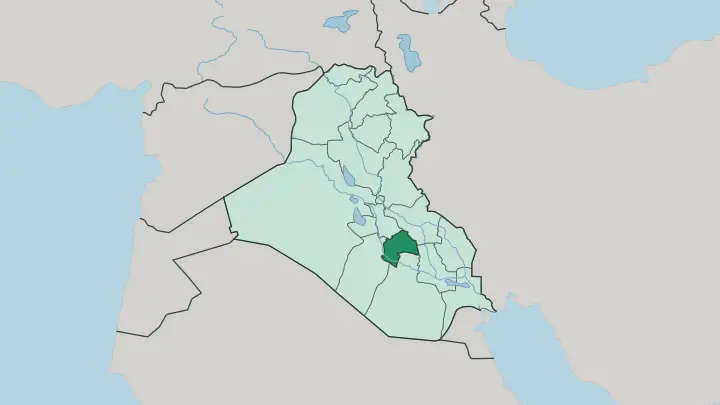 Map of Al-Qadisiyah Governorate in Iraq