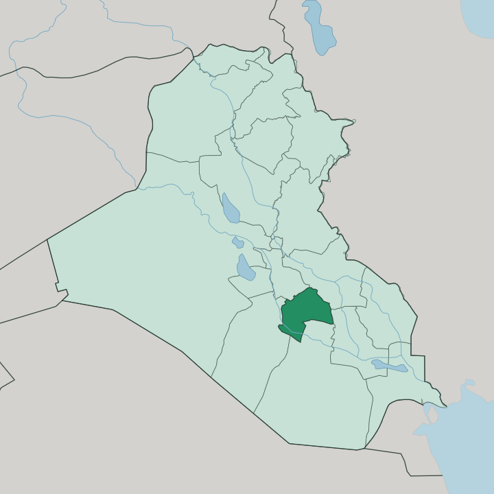 Map showing Al-Qadisiyah Governorate — In Iraq