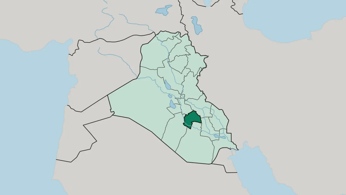 Map of Al-Qadisiyah Governorate in Iraq
