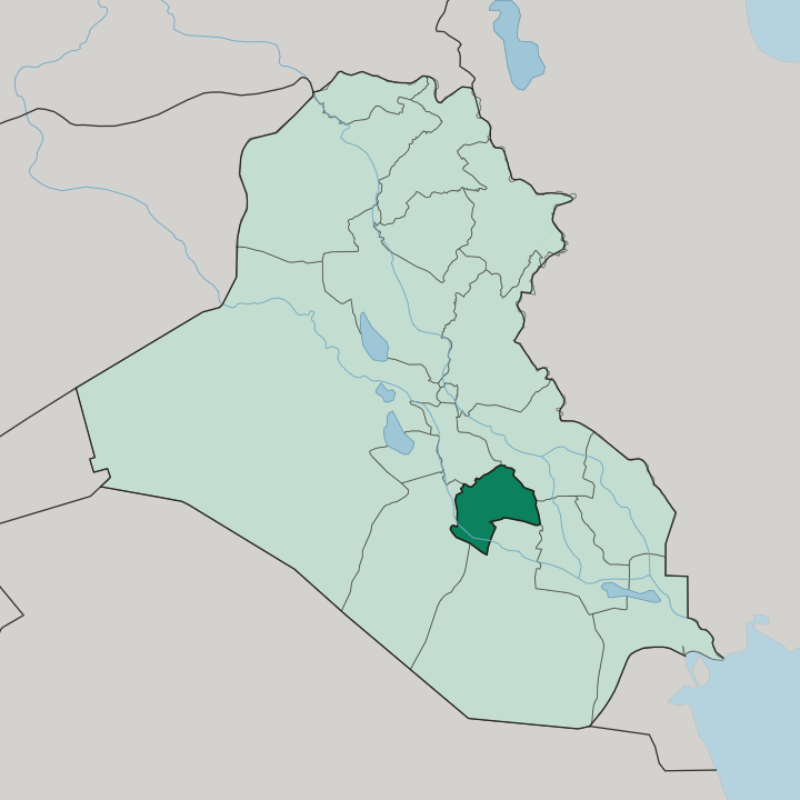 Map showing Al-Qadisiyah Governorate — In Iraq