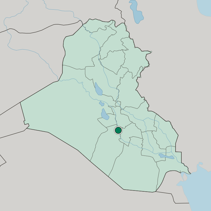 Map showing Kufa — In Iraq