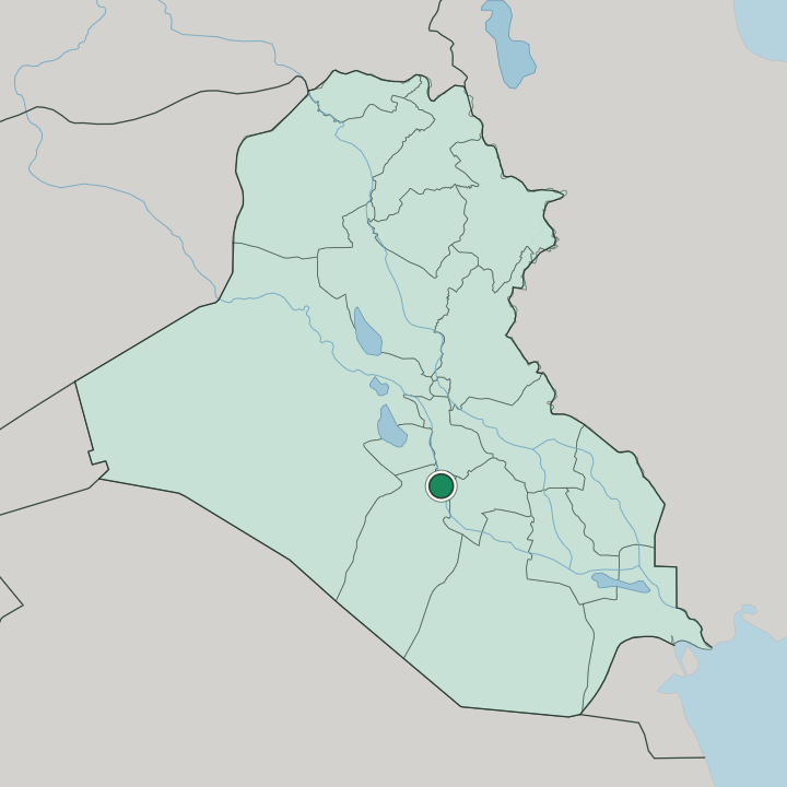 Map showing Kufa — In Iraq