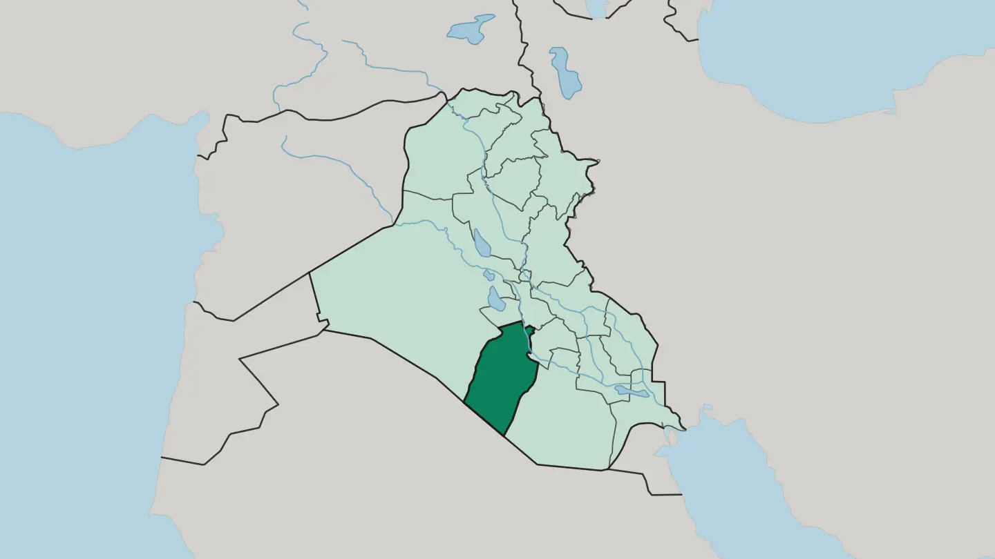 Map of An Najaf in Iraq