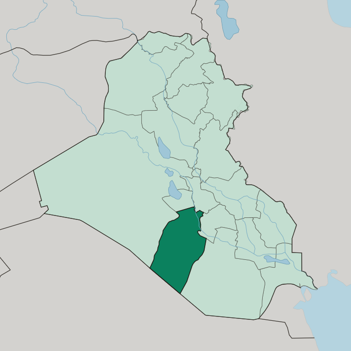 Map showing An Najaf — In Iraq