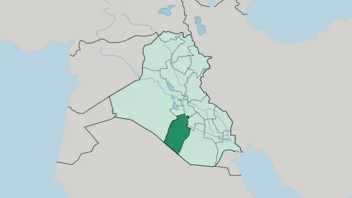 Map of An Najaf in Iraq