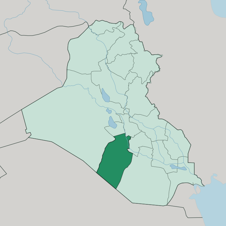 Map showing An Najaf — In Iraq