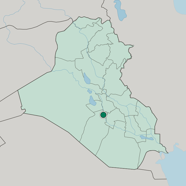 Map showing Najaf — In Iraq