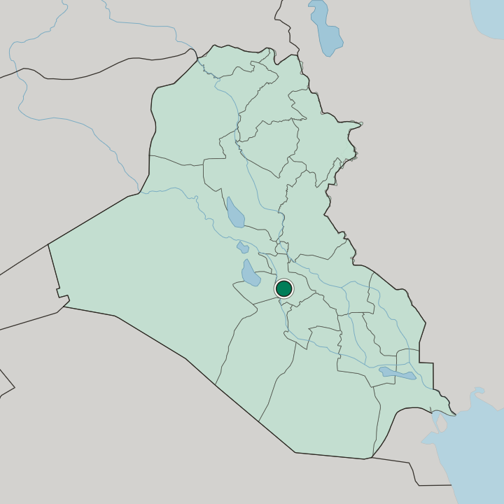 Map showing Al Hillah — In Iraq