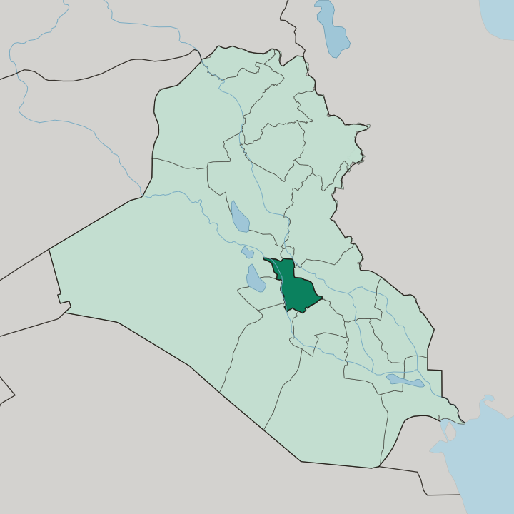 Map showing Babil Governorate — In Iraq