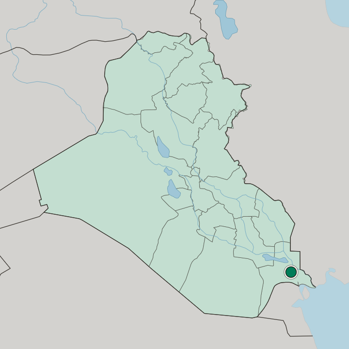Map showing Az Zubayr — In Iraq