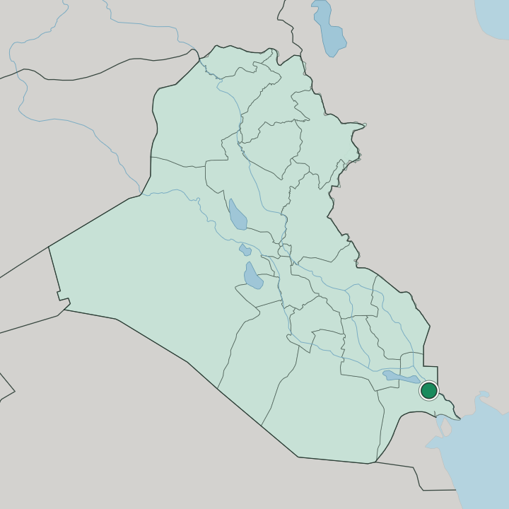 Map showing Basrah — In Iraq