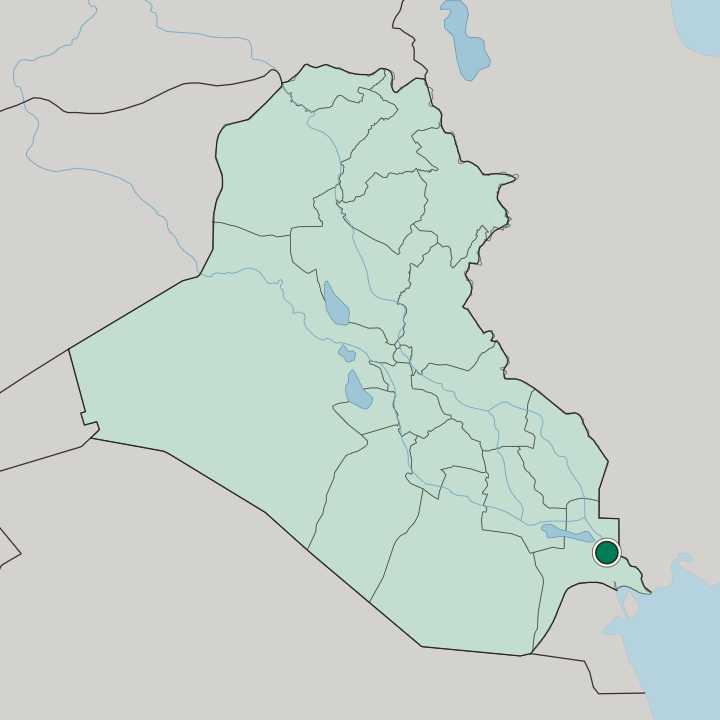 Map showing Basrah — In Iraq