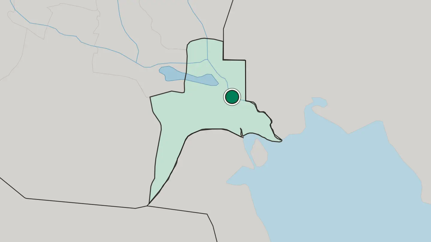 Map of Basrah in Iraq