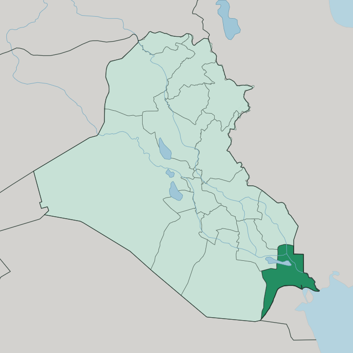 Map showing Basra Governorate — In Iraq