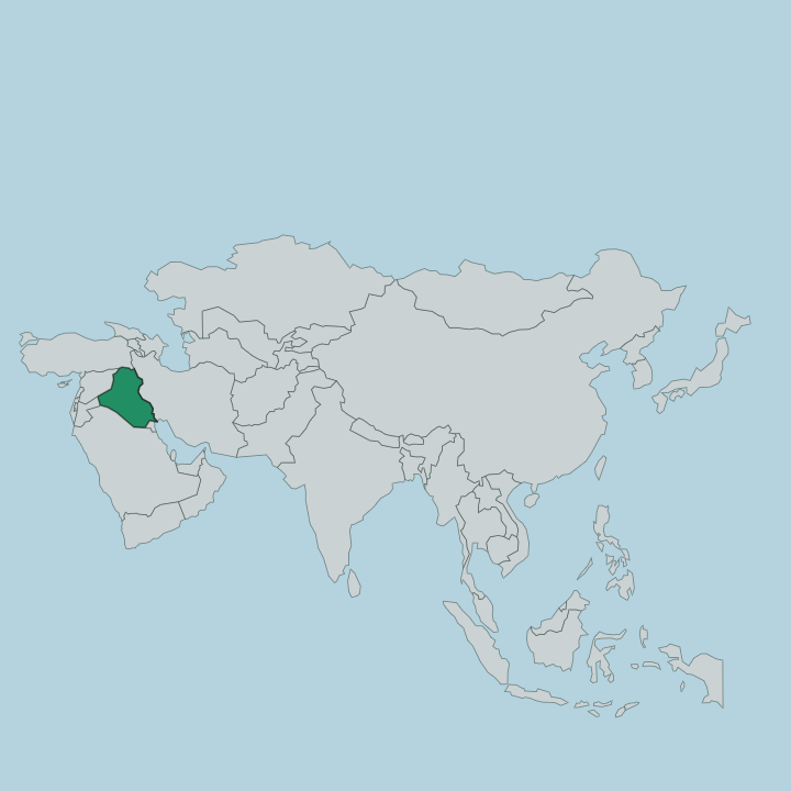 Map showing Iraq — In Asia