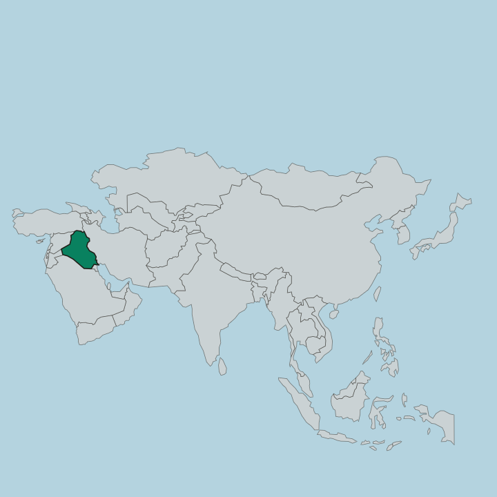 Map showing Iraq — In Asia