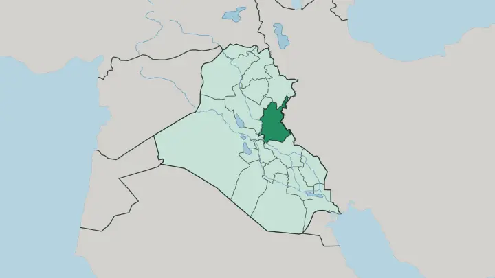 Map of Diyala Governorate in Iraq