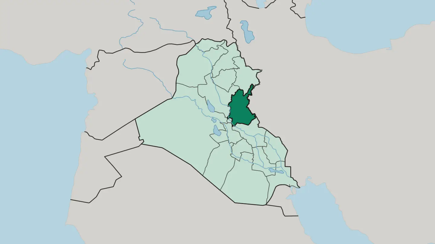 Map of Diyala Governorate in Iraq