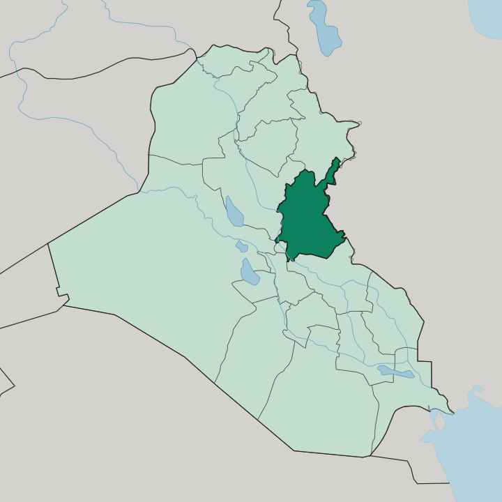 Map showing Diyala Governorate — In Iraq