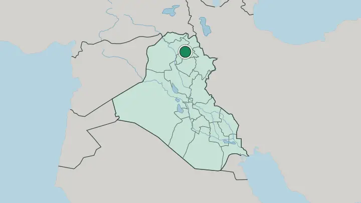 Map of Erbil in Iraq
