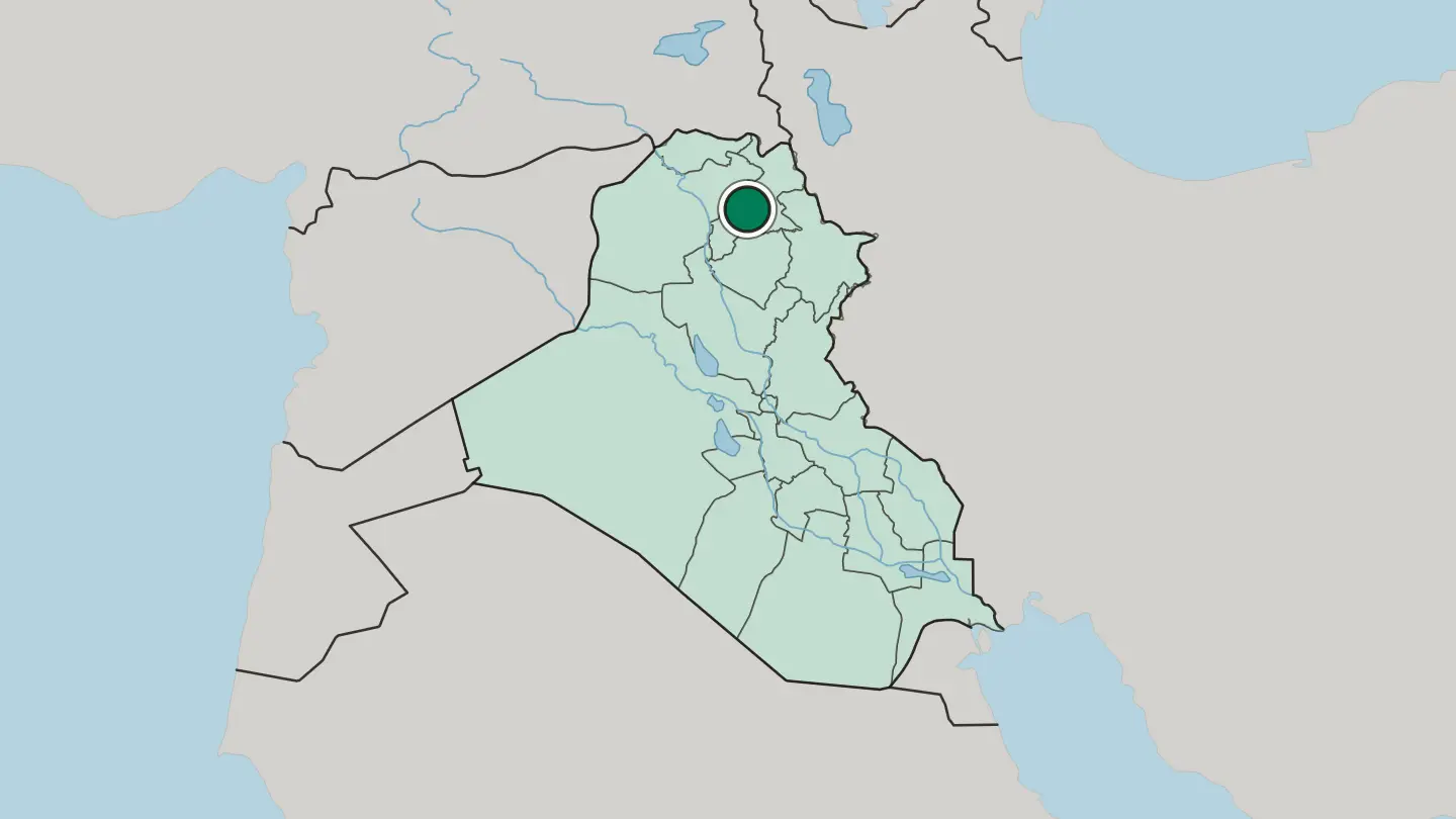 Map of Erbil in Iraq