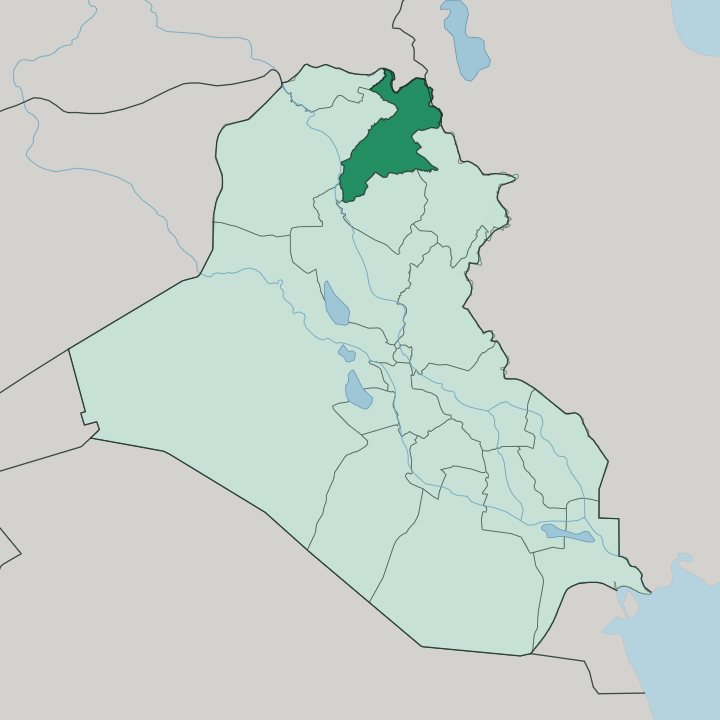 Map showing Erbil Governorate — In Iraq
