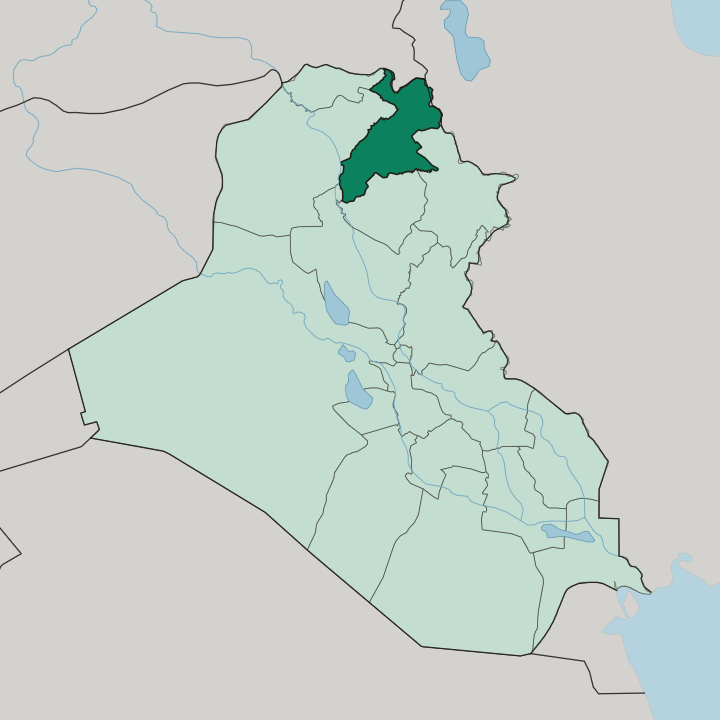 Map showing Erbil Governorate — In Iraq