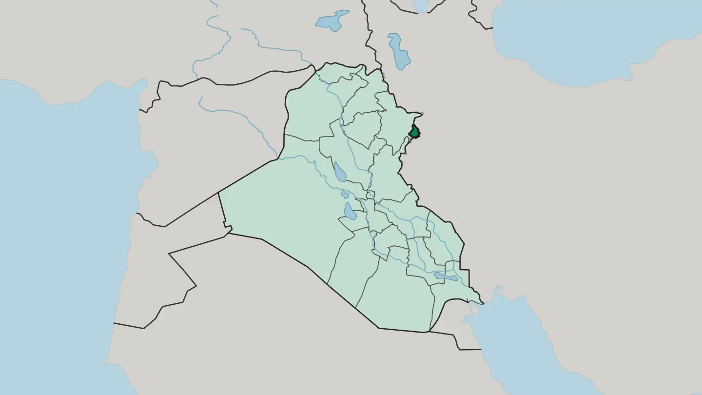 Map of Halabja Governorate in Iraq