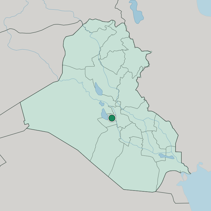 Map showing Karbala — In Iraq