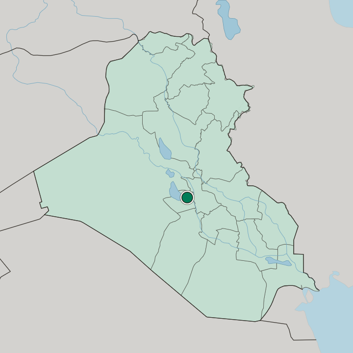 Map showing Karbala — In Iraq