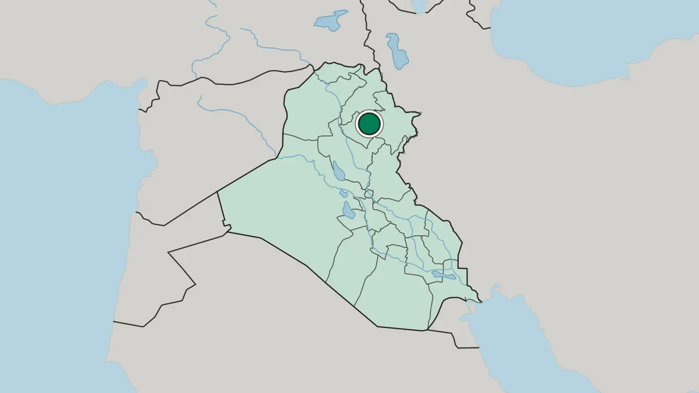 Map of Kirkuk in Iraq