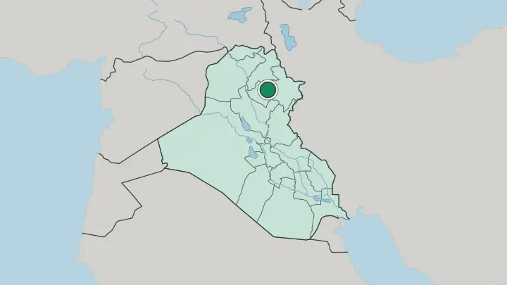 Map of Kirkuk in Iraq