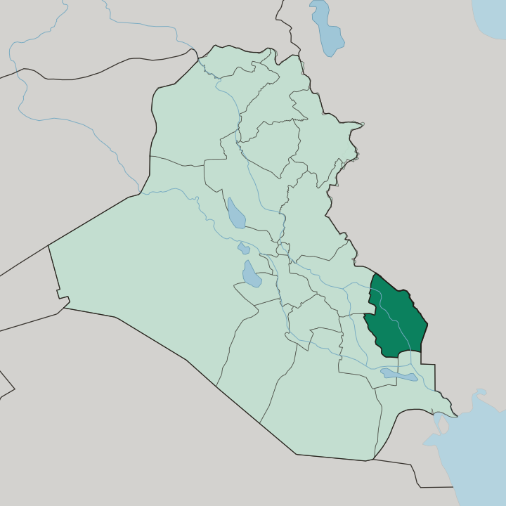 Map showing Maysan Governorate — In Iraq